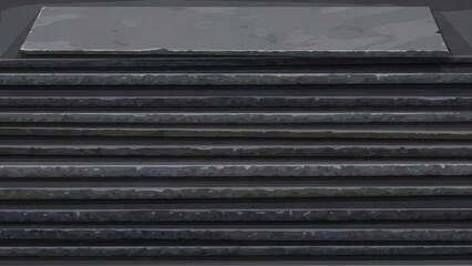 Stack of dark grey slate tiles for construction and flooring.