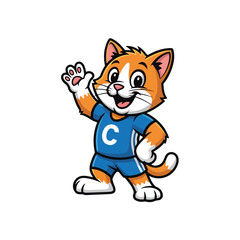 Cartoon orange cat face with wide open mouth and winking eye, playful and funny expression on white background.