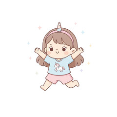 Cute Pastel Minimalist Kid Jumping PNG