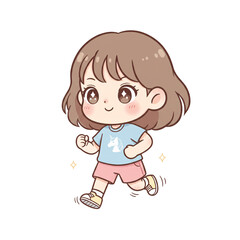 Cute Pastel Minimalist Girl Running PNG Transparent Background
