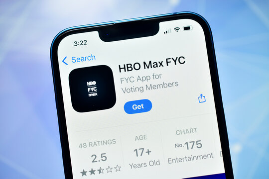 New Delhi, India 11 December :- HBO Max FYC App Store Page on Smartphone Screen
