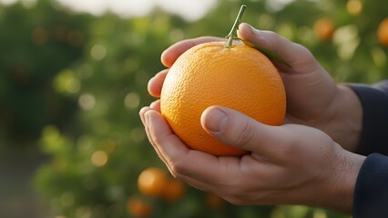 Person Holding Orange Fruit with a Pin.