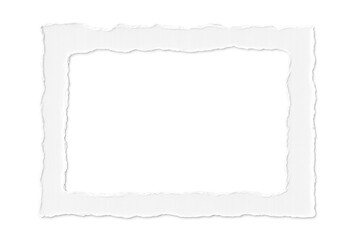Obraz premium Torn white paper frame creating a border with ragged edges, offering space for text or image on transparent background