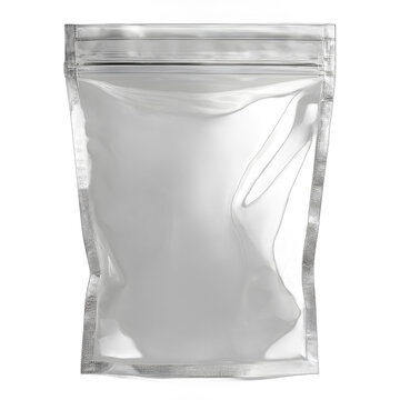 Blank stand-up pouch with zipper closure, Clear plastic doy-pack packaging mockup