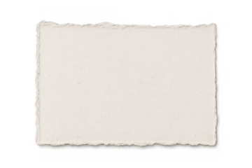 Torn antique paper with rough edges and textured surface, empty blank parchment for writing or design on transparent background