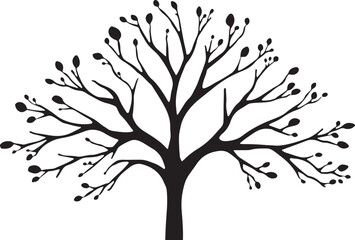 Obraz premium Simple abstract tree with leaves black silhouette