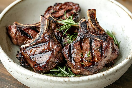 Char grilled lamb chops rustic high resolution picture