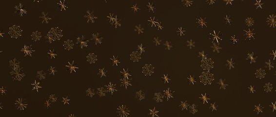 Abstract pattern with golden snowflakes, perfect for Christmas cards, winter holiday designs, and...