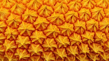 Close up of pineapple skin showing textured spiky pattern