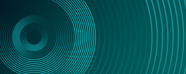 Green abstract background with glowing circles. Swirl circular lines pattern. Geometric spiral. Twirl element. Modern graphic design. Futuristic technology concept. Vector illustration