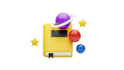 3D Book with Planets and Stars - Education Concept
