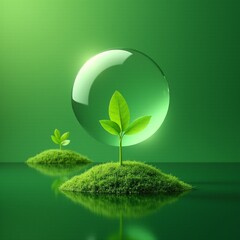 AI generated Tiny plant protection, Delicate seedling encased in luminous protective