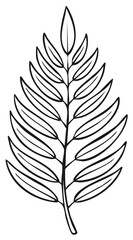 Fototapeta premium Elegant botanical line drawing of a fern frond with symmetrical leaves