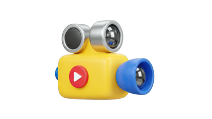 3D Cartoon Video Camera Recording Content on White