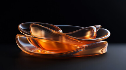 Elegant glass bowl showcasing fluid design against a black background
