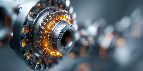 mechanical robotics concept with metallic abstract glow and clean structured background ideal for automation banners