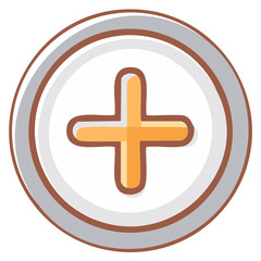 Obraz premium Hand drawn plus sign inside a round frame, addition icon, plus button illustration