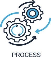 Process system flow icon vector gear cog mechanism operation workflow setting