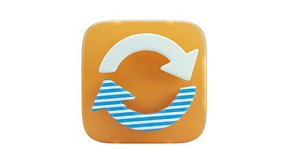3D Refresh Icon on Orange Background