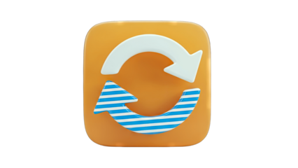 3D Refresh Icon on Orange Background