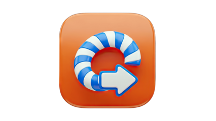 3D Refresh Icon on Orange Background