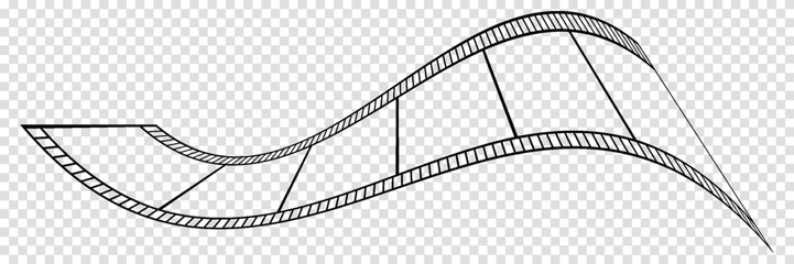 film strip icon used for videography elements, cinema reel. Filmstrip with frames, photo and videos for camera. Old white and black film tapes of 35mm. Realistic film strip on white background.