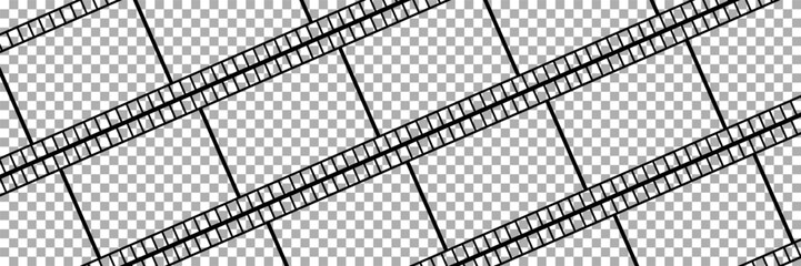 film strip icon used for videography elements, cinema reel. Filmstrip with frames, photo and videos for camera. Old white and black film tapes of 35mm. Realistic film strip on white background.