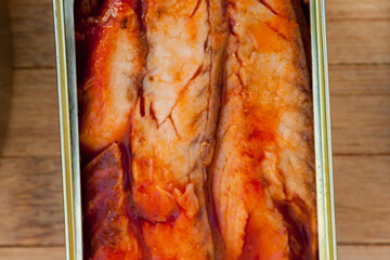 Can of preserved of mackerel in tomato sauce