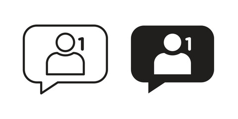Followers icons. Solid black silhouette and line art outline. Minimal design element,