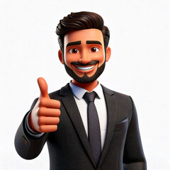 businessman with thumb up 3d character