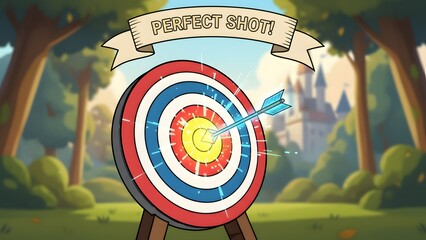 Archery Target with Arrows in Forest Setting.