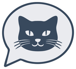 Obraz premium Cat face inside a speech bubble simple graphic icon