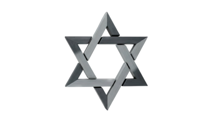 Metallic Three Dimensional Star of David Symbol Isolated on a Black Background Abstract Geometric Religious Iconography