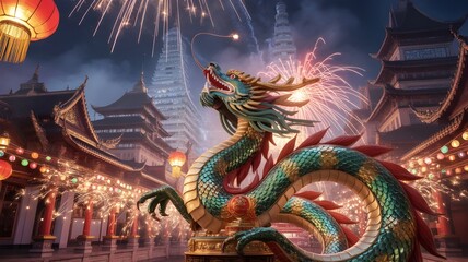 Fototapeta premium chinese dragon statue