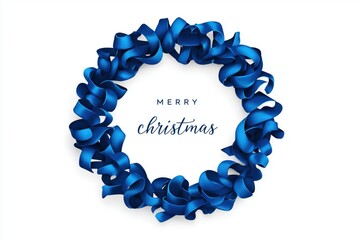 Blue ribbon Christmas frame illustration
