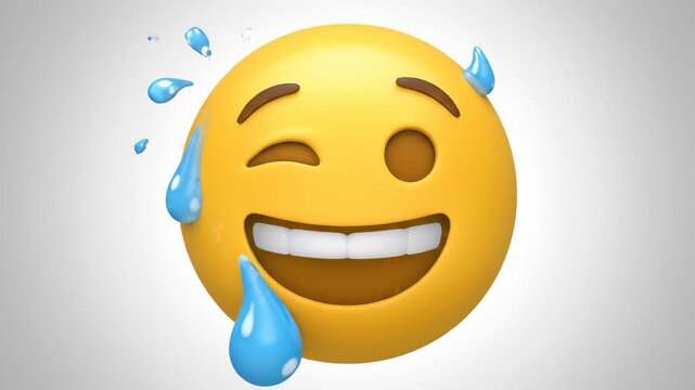 Winking Face With Tears of Joy Emoji, 3d Animation