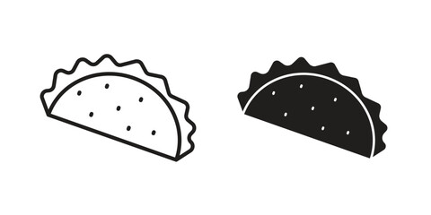 Gujjia icons. Solid black silhouette and line art outline. Minimal design element,