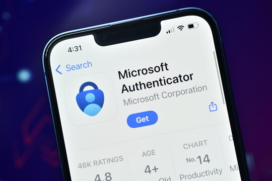New Delhi, India 11 December :- Microsoft Authenticator App Store Page