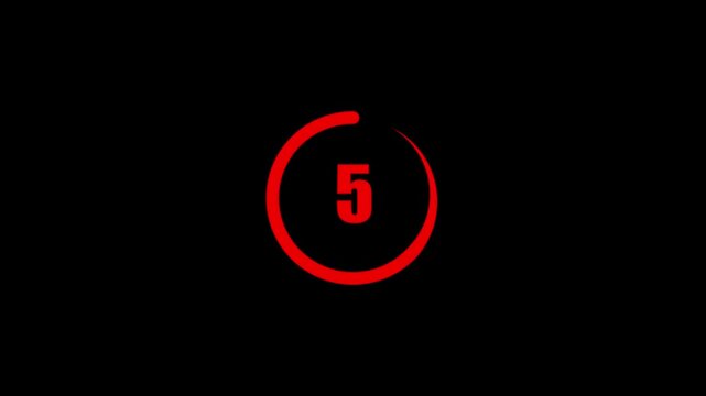 Red Number 7 in Circle Countdown Timer Sequence Numbering System timer red circle