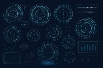 Innovative Data Visualization Elements Featuring Circular Graphs, Charts, and Modern Interfaces for Enhanced Analytical Insights and User Experience