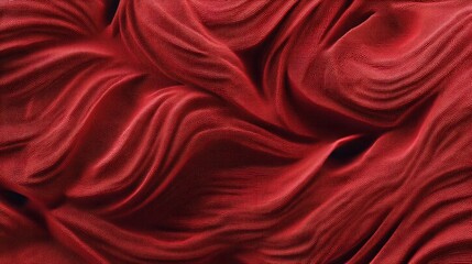 Obraz premium A red fabric with a wavy pattern. The fabric is red and has a shiny appearance. The pattern is very intricate and detailed