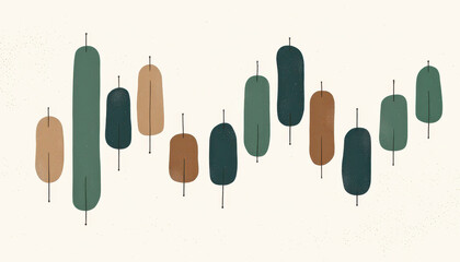 Abstract financial candlestick chart illustration showing stock market trading volatility and investment trend analysis with textured data visualization for economic business report statistics