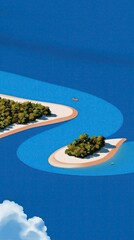 Tropical islands sailboats illustration