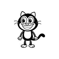 A classic black and white cartoon cat with a wide smile and large eyes.