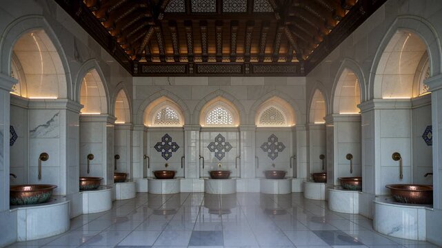 luxurious hammam interior steamy Turkish bath with no people