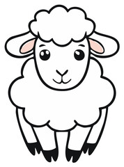 Cute cartoon sheep illustration with fluffy wool and friendly eyes
