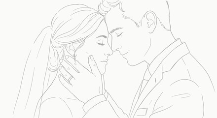 bride and groom on a white background