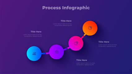 4 Step Infographic Template. Four Step Gradient Process Diagram for Presentation and Business Visualization