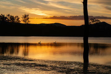 sunset on the lake