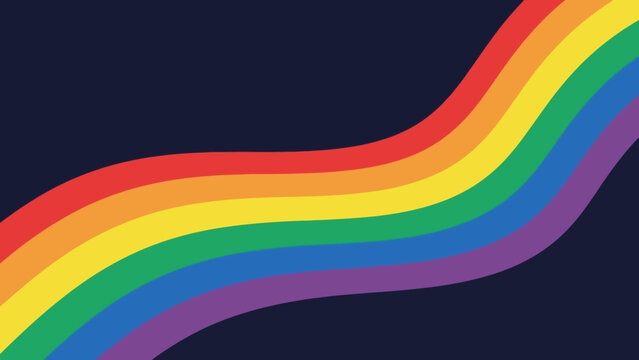 Abstract Rainbow Wave Design on Dark Navy Blue Background, Pride Symbol